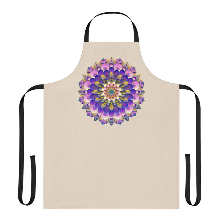 Hand - Drawn Mandala Art Apron - Beige All Over Prints - Blululi