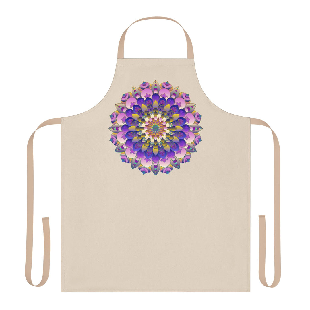 Hand - Drawn Mandala Art Apron - Beige All Over Prints - Blululi