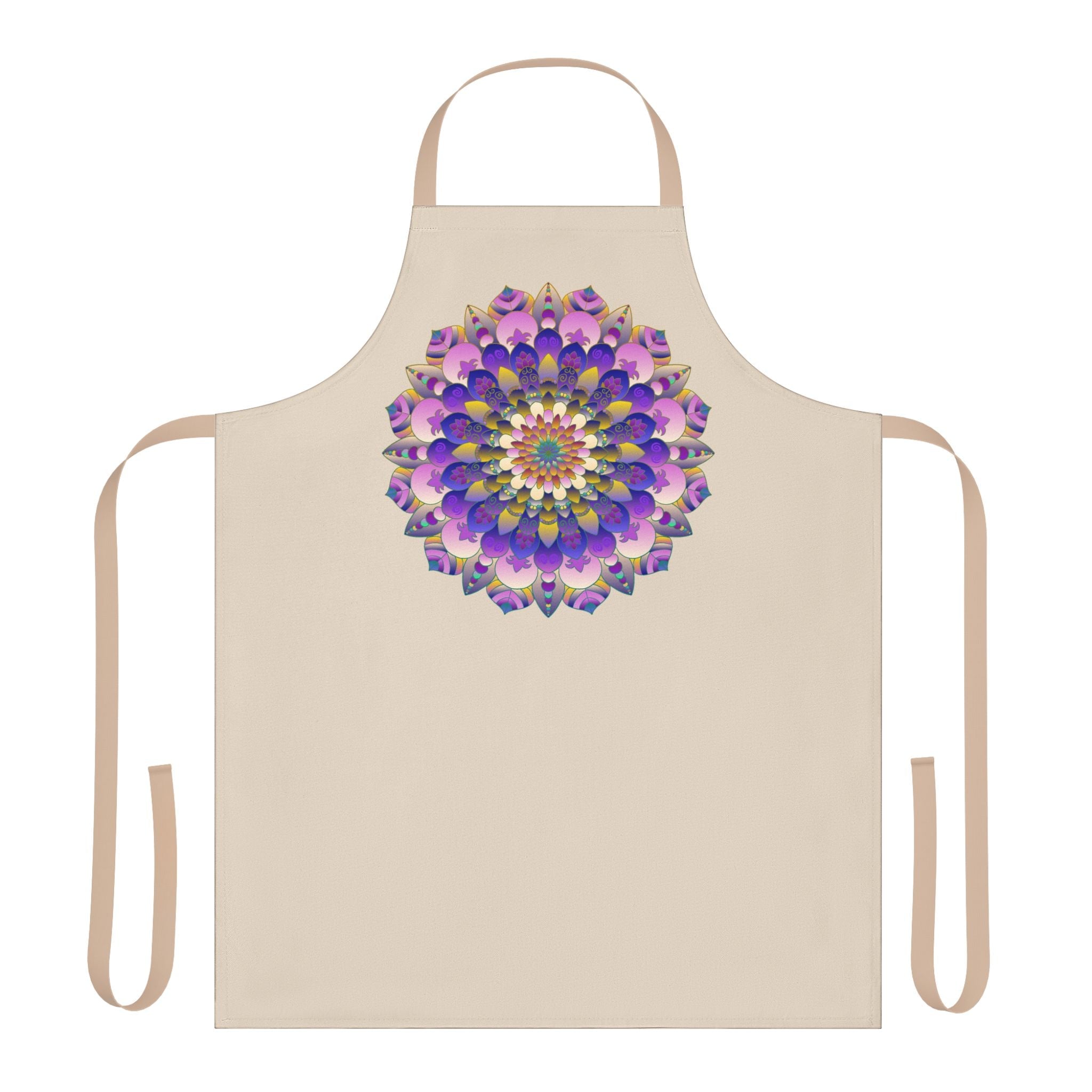 Hand - Drawn Mandala Art Apron - Beige All Over Prints - Blululi