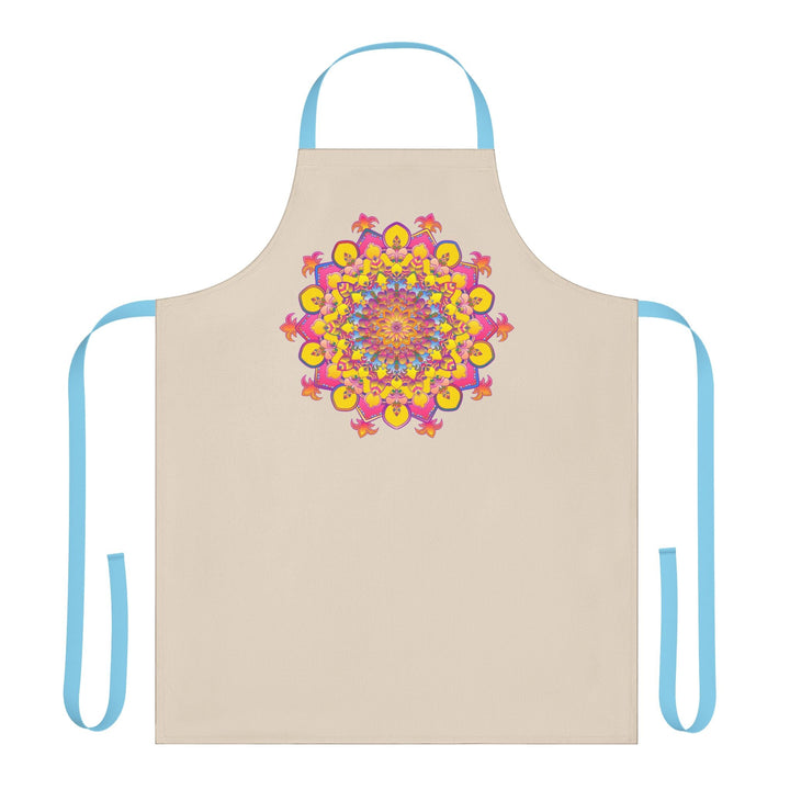 Hand Drawn Mandala Art Apron - Beige All Over Prints - Blululi