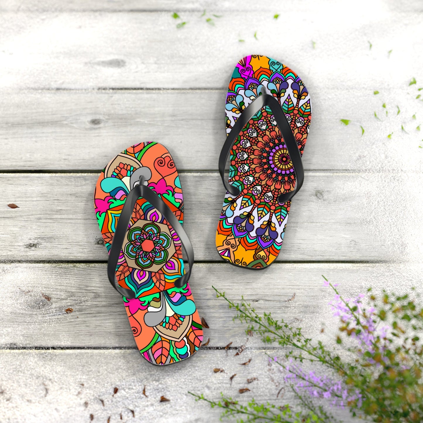 Hand - Drawn Mandala Art Flip Flops - Stylish & Comfortable Summer Footwear 1 - Blululi