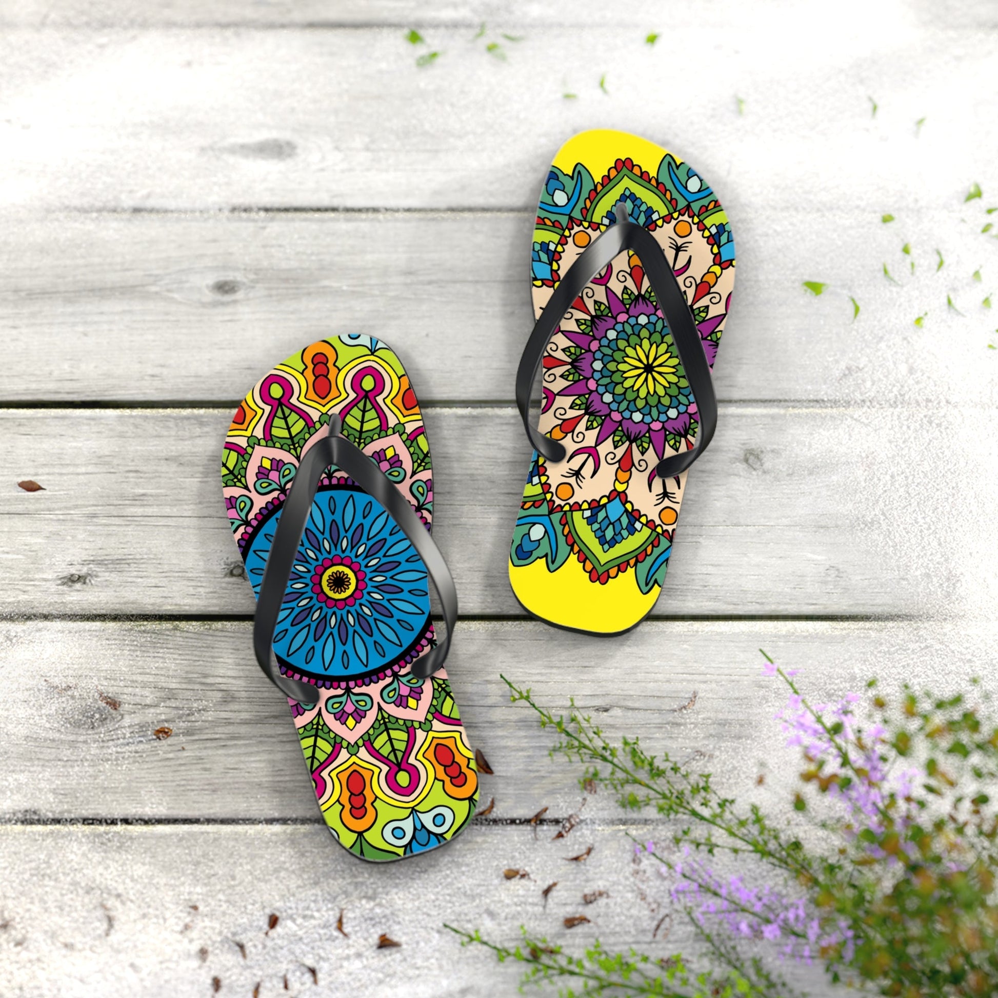 Hand - Drawn Mandala Art Flip Flops - Stylish & Comfortable Summer Footwear - Blululi