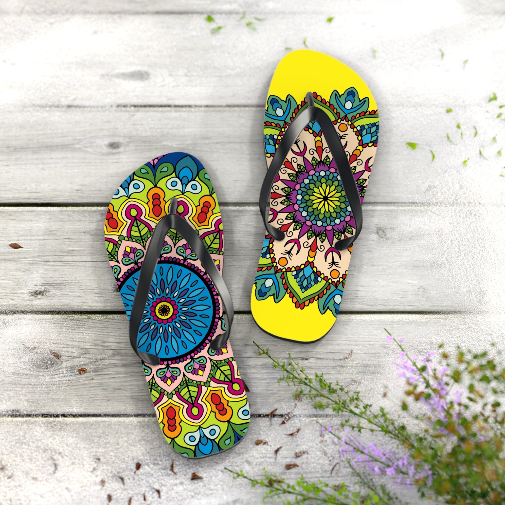 Hand - Drawn Mandala Art Flip Flops - Stylish & Comfortable Summer Footwear - Blululi