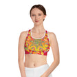 Hand Drawn Mandala Cranberry Red Sports Bra - Compression Fit All Over Prints - Blululi