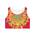 Hand Drawn Mandala Cranberry Red Sports Bra - Compression Fit All Over Prints - Blululi