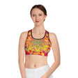 Hand Drawn Mandala Cranberry Red Sports Bra - Compression Fit All Over Prints - Blululi