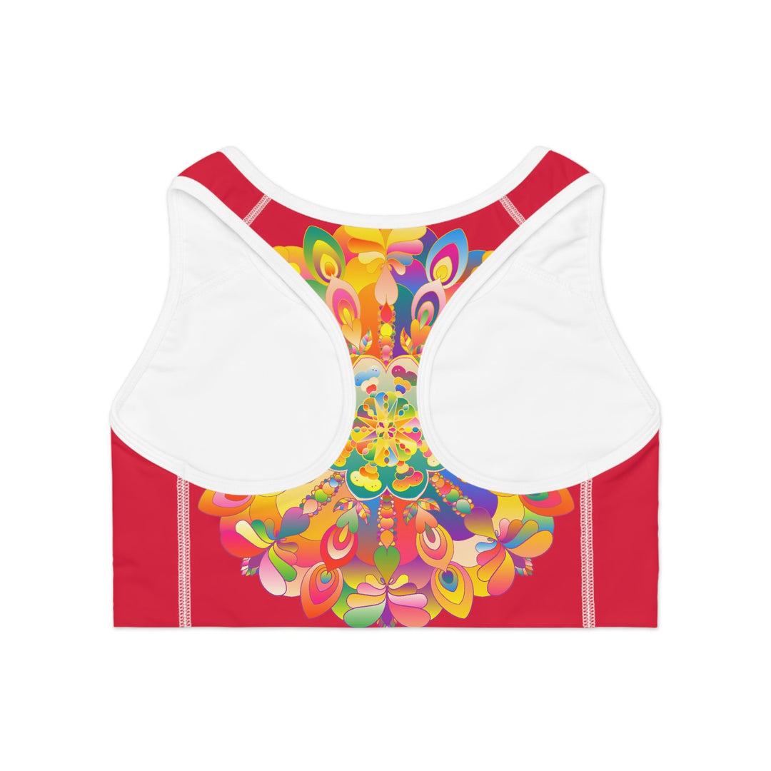 Hand Drawn Mandala Cranberry Red Sports Bra - Compression Fit All Over Prints - Blululi