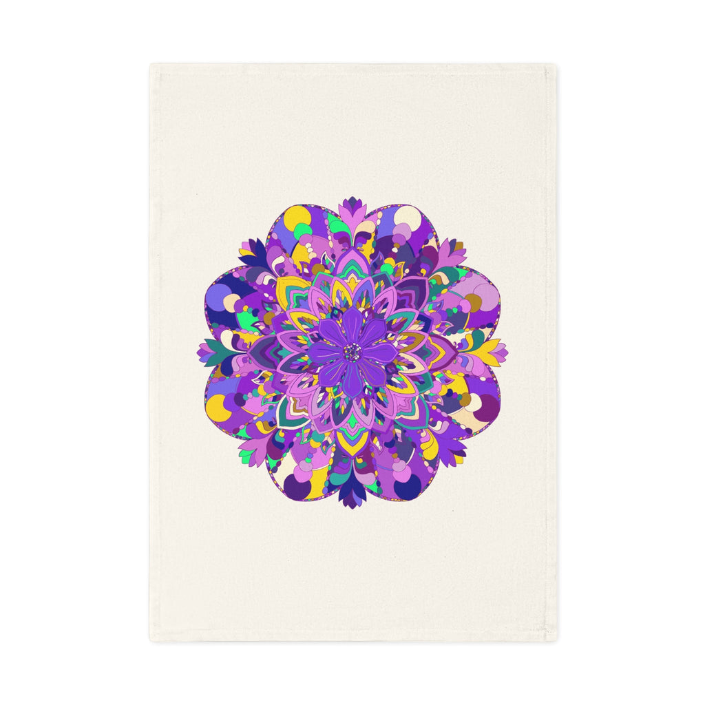 Hand Drawn Mandala Design in Purple Shades Tea Towel - 19.6" x 27.5 Home Decor - Blululi