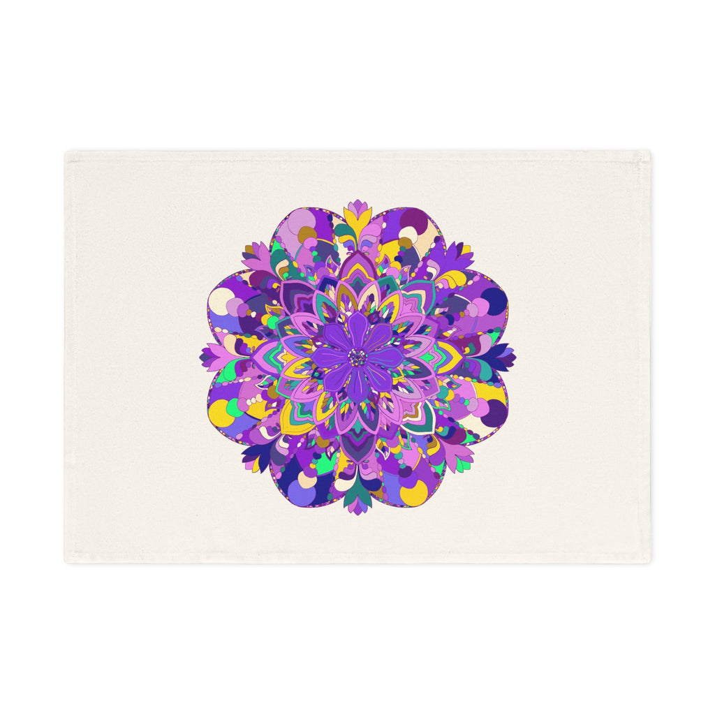 Hand Drawn Mandala Design in Purple Shades Tea Towel - 19.6" x 27.5 Home Decor - Blululi