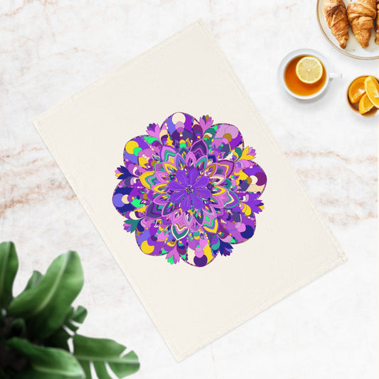 Hand Drawn Mandala Design in Purple Shades Tea Towel - 19.6" x 27.5 Home Decor - Blululi