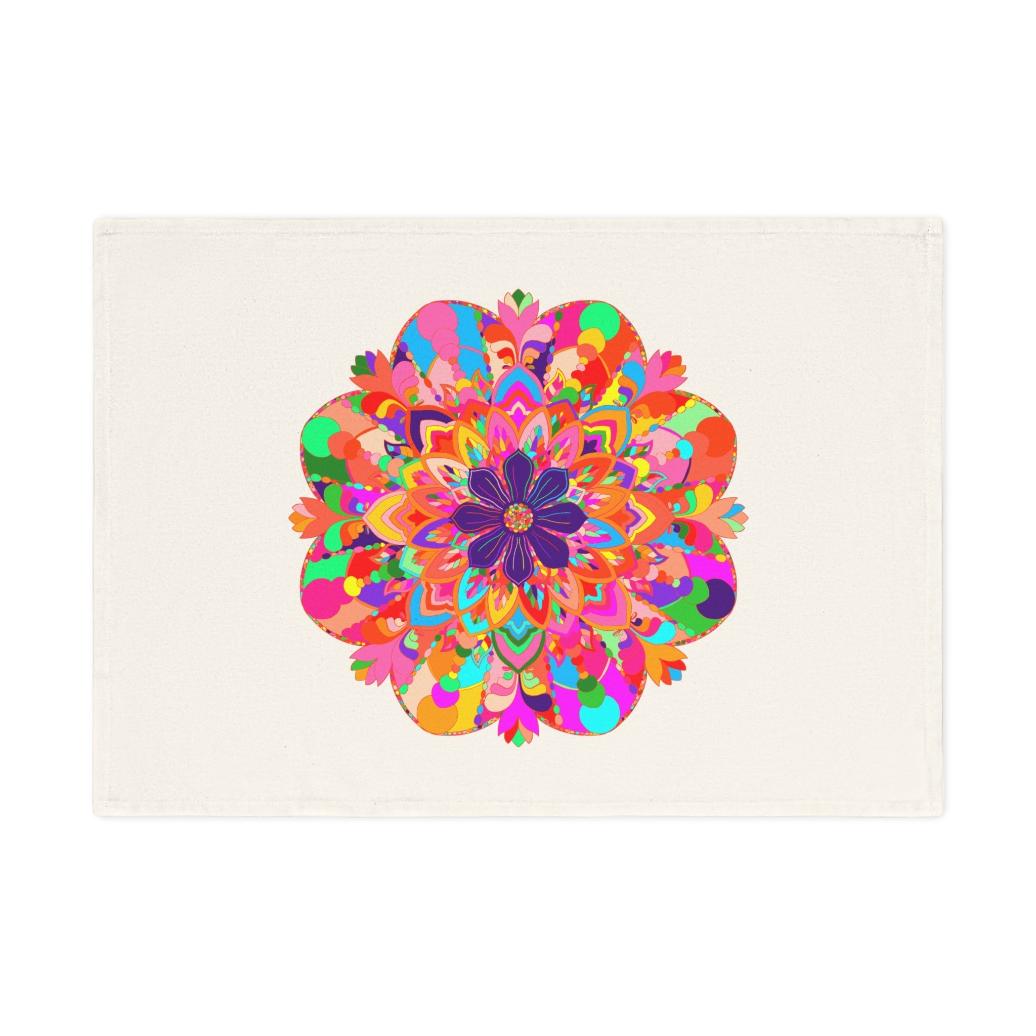 Hand Drawn Mandala Design Tea Towel - Bright Colors 19.6" x 27.5 Home Decor - Blululi