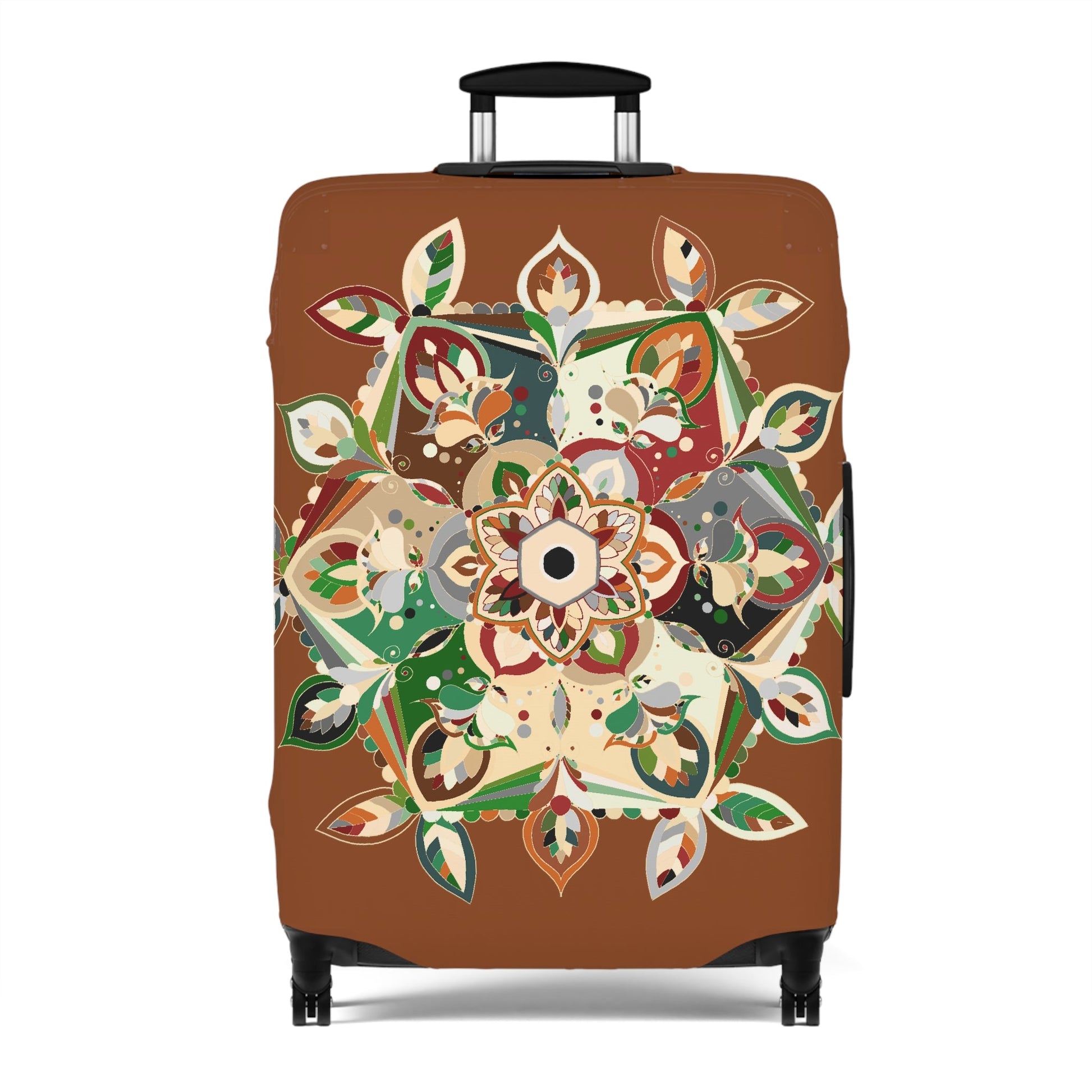 Hand - Drawn Mandala Luggage Cover - Saddle Brown and Military Shades Accessories - Blululi