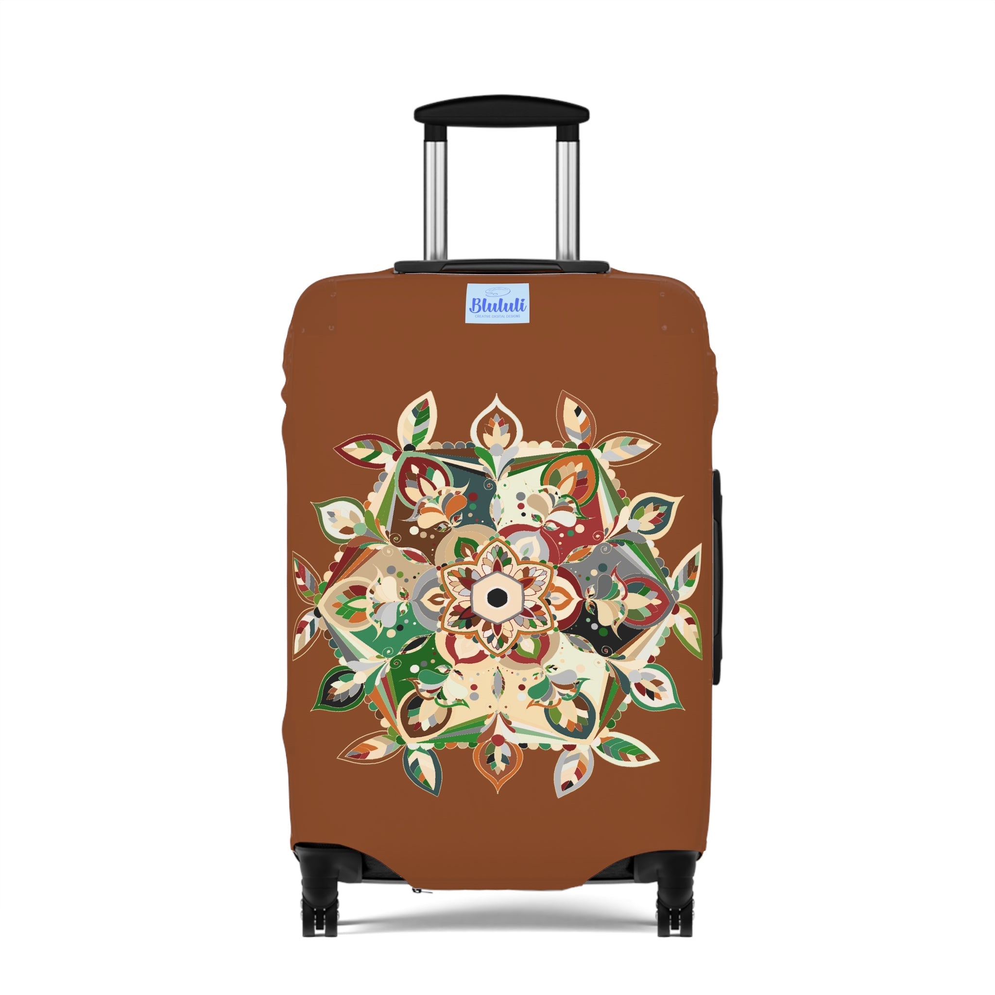 Hand - Drawn Mandala Luggage Cover - Saddle Brown and Military Shades Accessories - Blululi