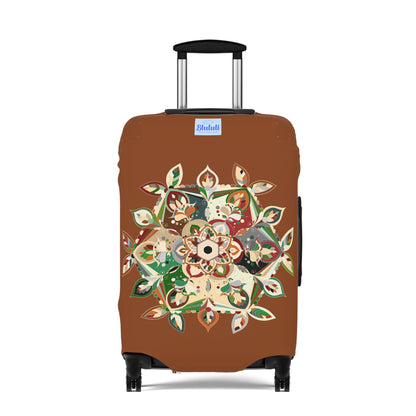 Hand - Drawn Mandala Luggage Cover - Saddle Brown and Military Shades Accessories - Blululi