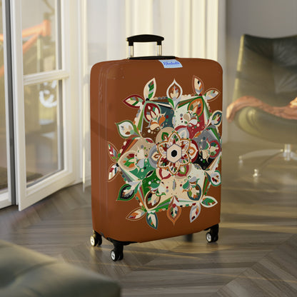 Hand - Drawn Mandala Luggage Cover - Saddle Brown and Military Shades Accessories - Blululi