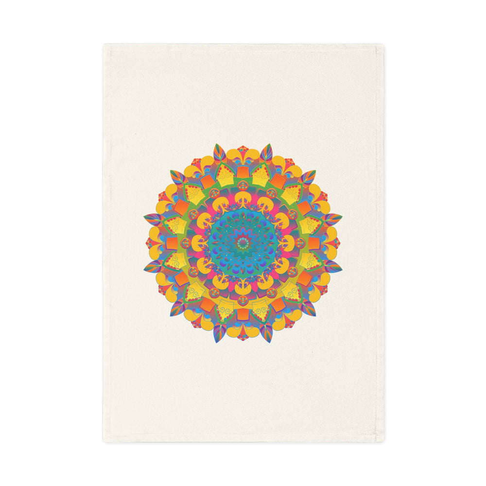 Hand Drawn Mandala Tea Towel - Gold and Blue Shades - 19.6" x 27.5 Home Decor - Blululi