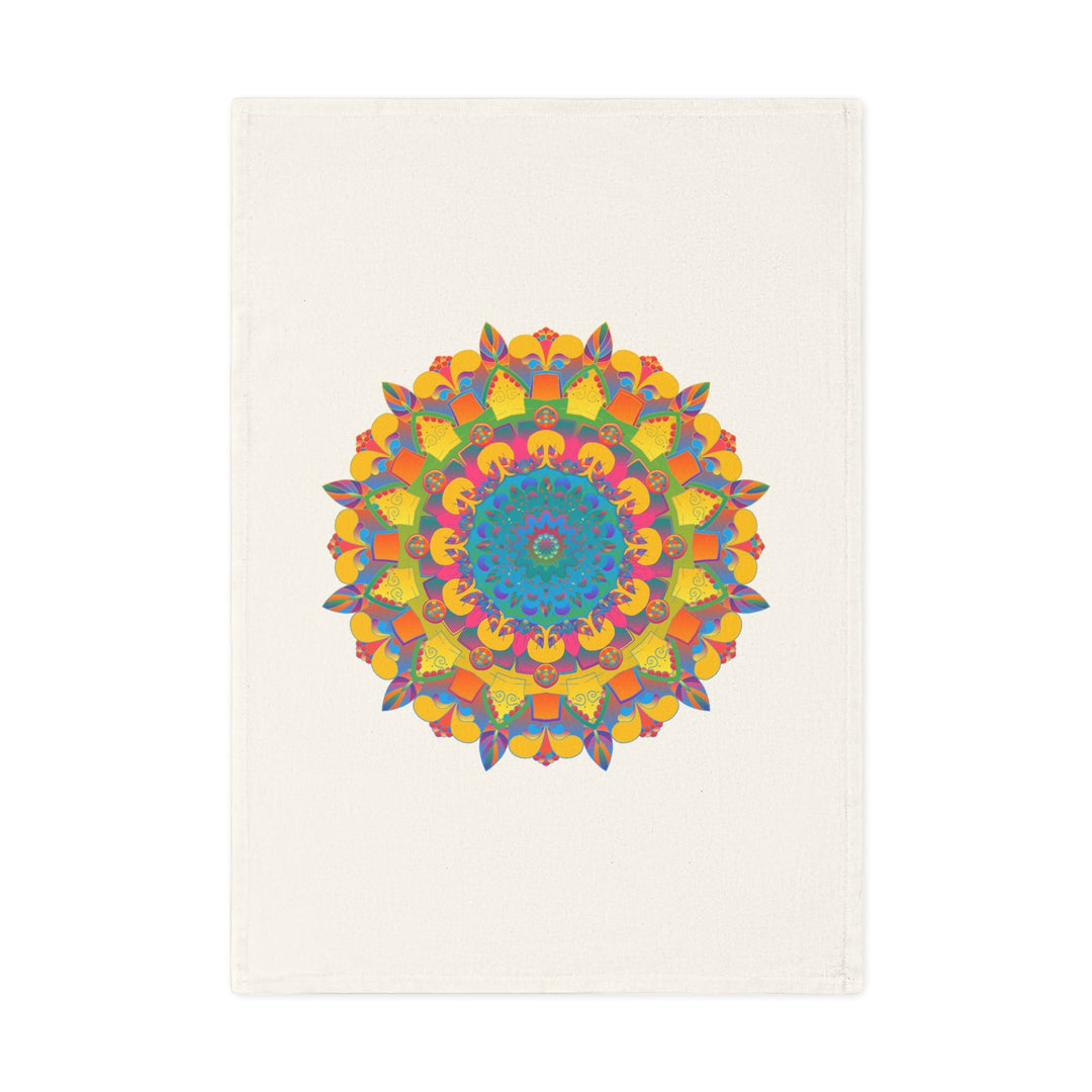 Hand Drawn Mandala Tea Towel - Gold and Blue Shades - 19.6" x 27.5 Home Decor - Blululi