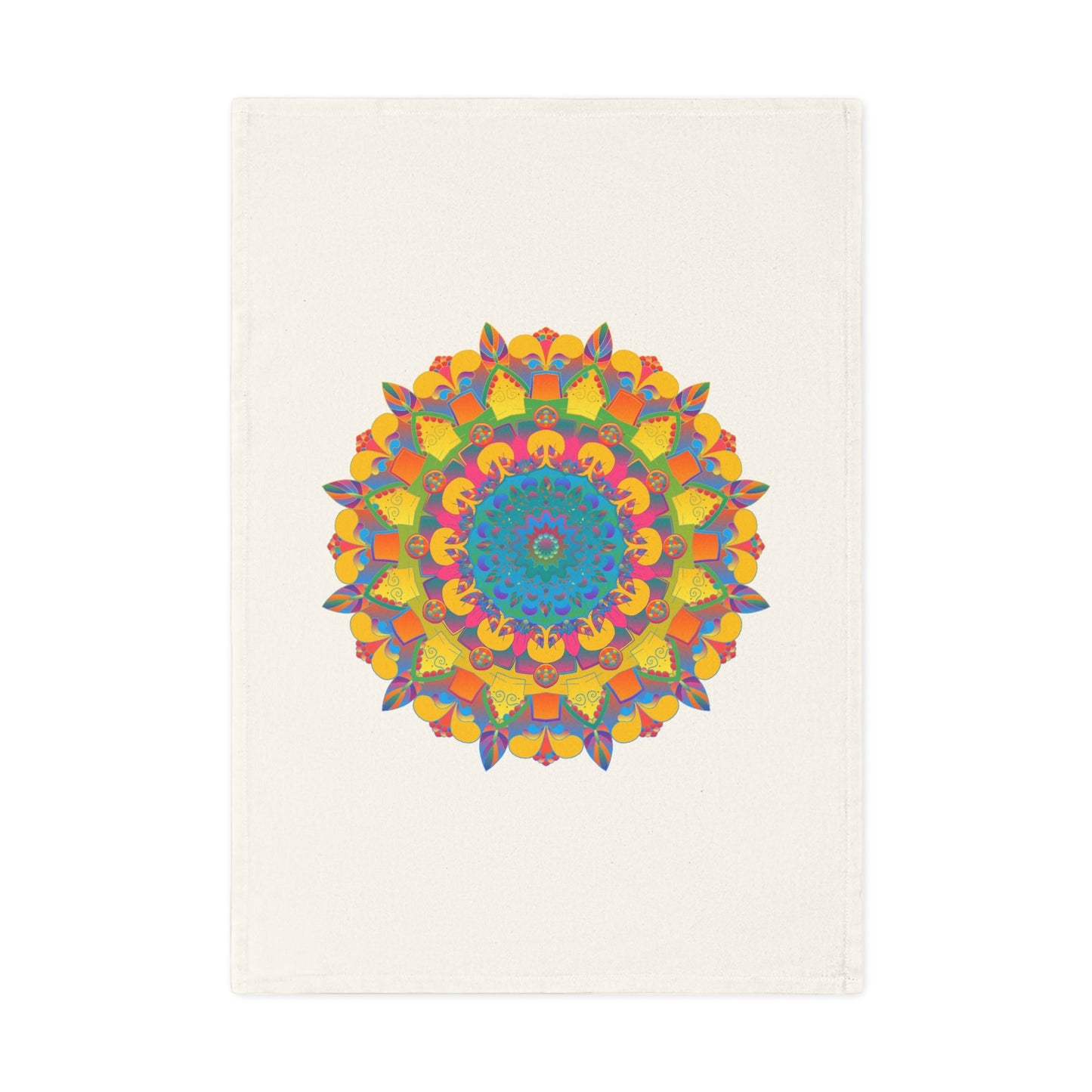 Hand Drawn Mandala Tea Towel - Gold and Blue Shades - 19.6" x 27.5 Home Decor - Blululi