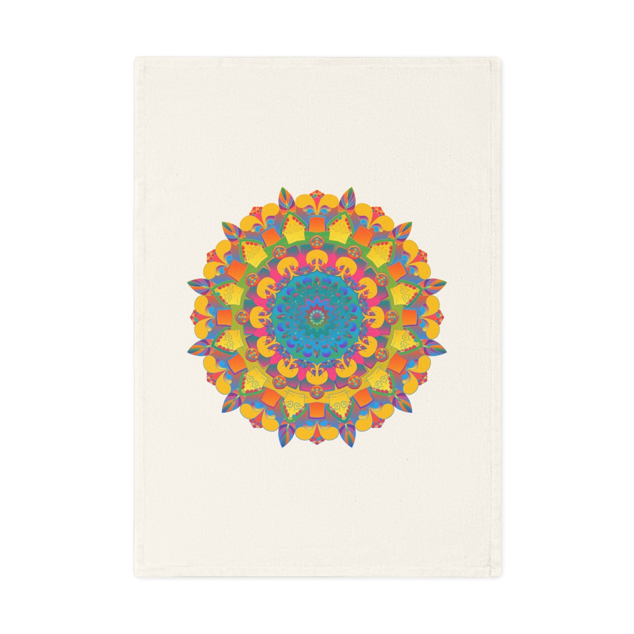 Hand Drawn Mandala Tea Towel - Gold and Blue Shades - 19.6" x 27.5 Home Decor - Blululi