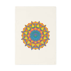 Hand Drawn Mandala Tea Towel - Gold and Blue Shades - 19.6" x 27.5 Home Decor - Blululi