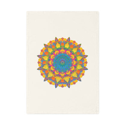 Hand Drawn Mandala Tea Towel - Gold and Blue Shades - 19.6" x 27.5 Home Decor - Blululi