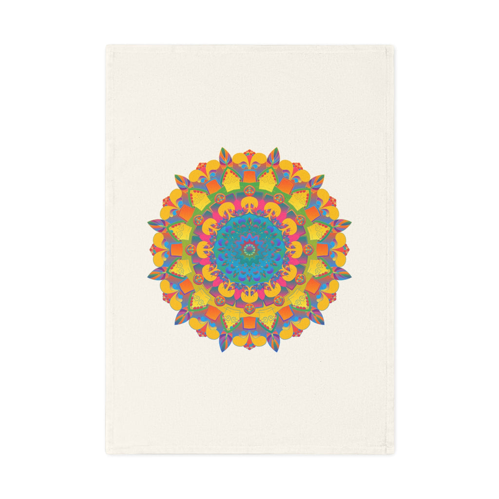 Hand Drawn Mandala Tea Towel - Gold and Blue Shades - 19.6" x 27.5 Home Decor - Blululi