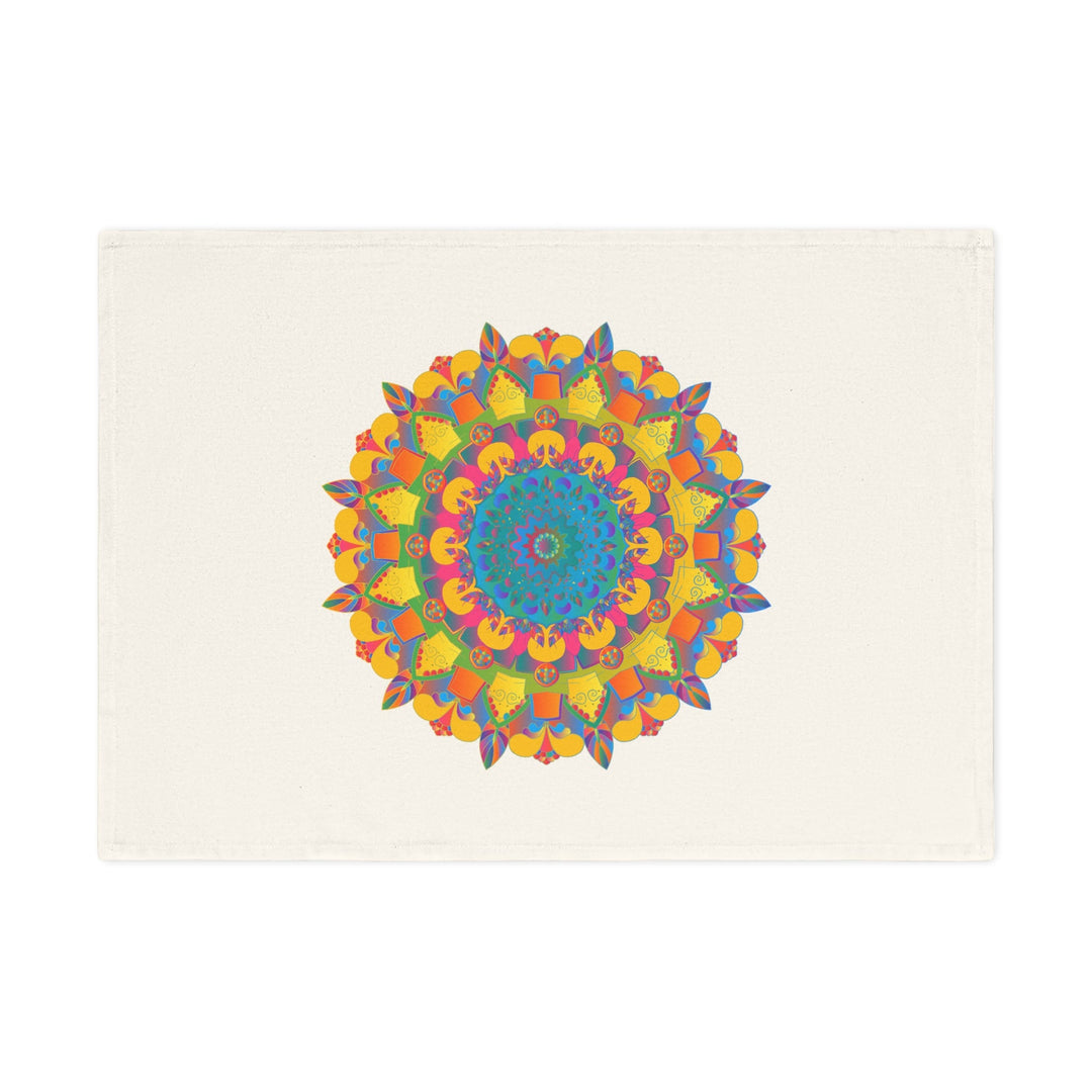 Hand Drawn Mandala Tea Towel - Gold and Blue Shades - 19.6" x 27.5 Home Decor - Blululi