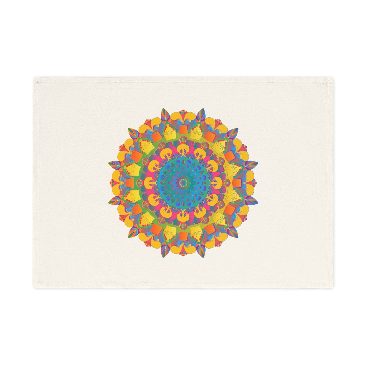 Hand Drawn Mandala Tea Towel - Gold and Blue Shades - 19.6" x 27.5 Home Decor - Blululi