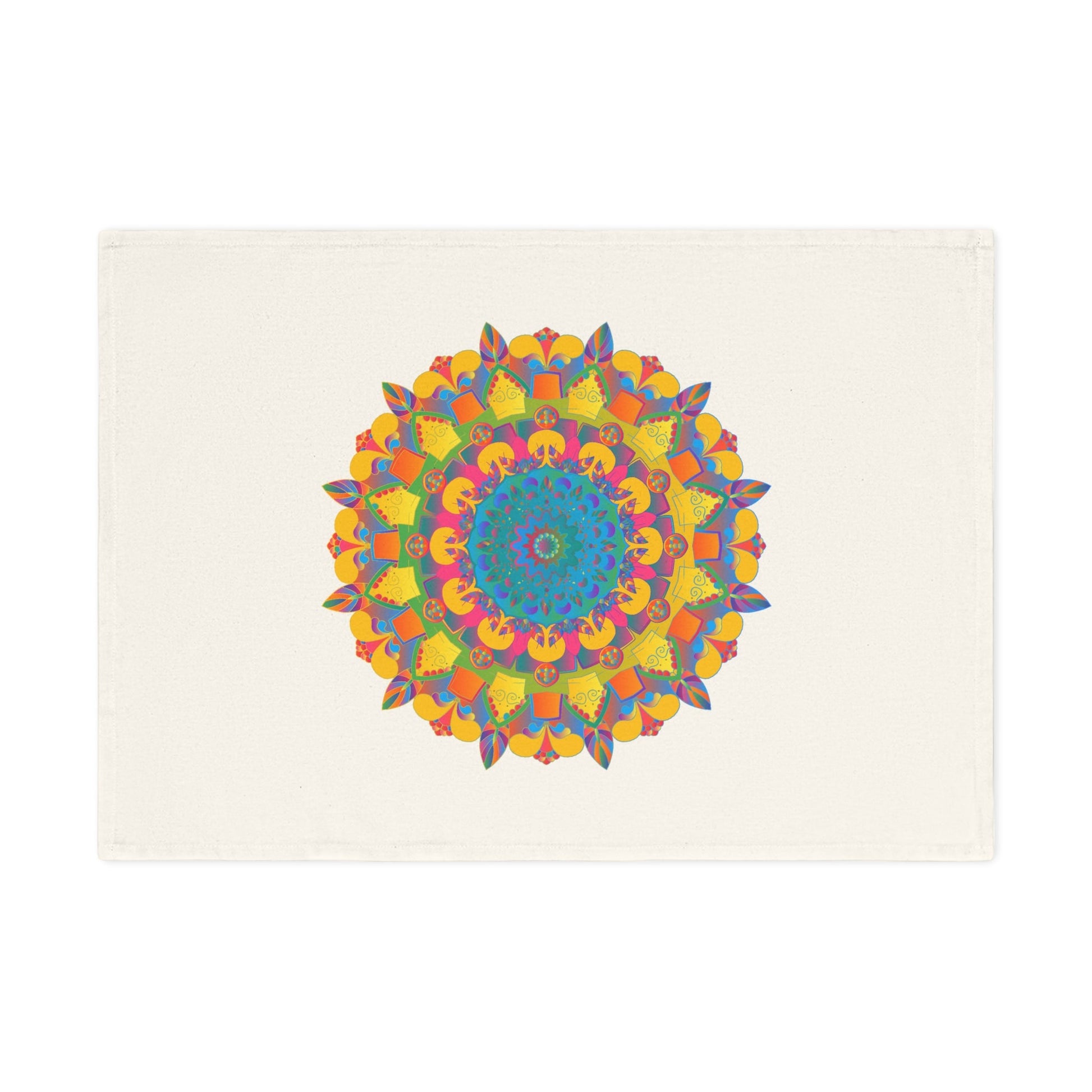 Hand Drawn Mandala Tea Towel - Gold and Blue Shades - 19.6" x 27.5 Home Decor - Blululi