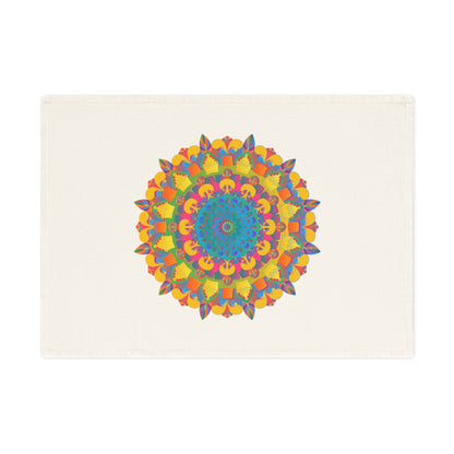 Hand Drawn Mandala Tea Towel - Gold and Blue Shades - 19.6" x 27.5 Home Decor - Blululi