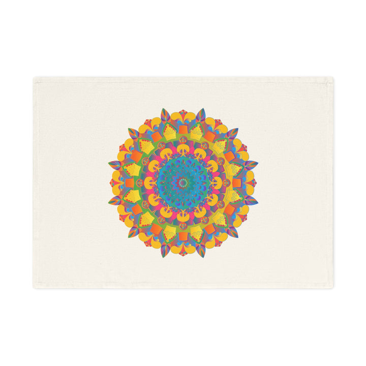 Hand Drawn Mandala Tea Towel - Gold and Blue Shades - 19.6" x 27.5 Home Decor - Blululi