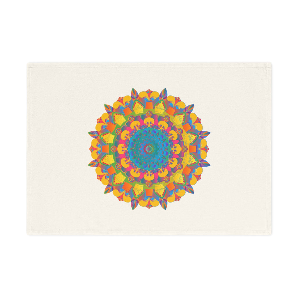 Hand Drawn Mandala Tea Towel - Gold and Blue Shades - 19.6" x 27.5 Home Decor - Blululi