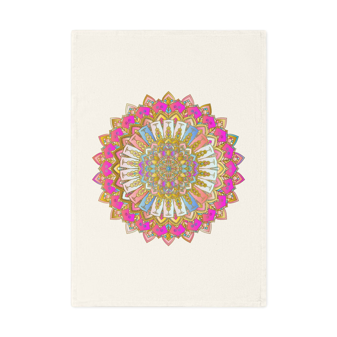 Hand Drawn Mandala Tea Towel - Pastel and Pink - 19.6" x 27.5 Home Decor - Blululi