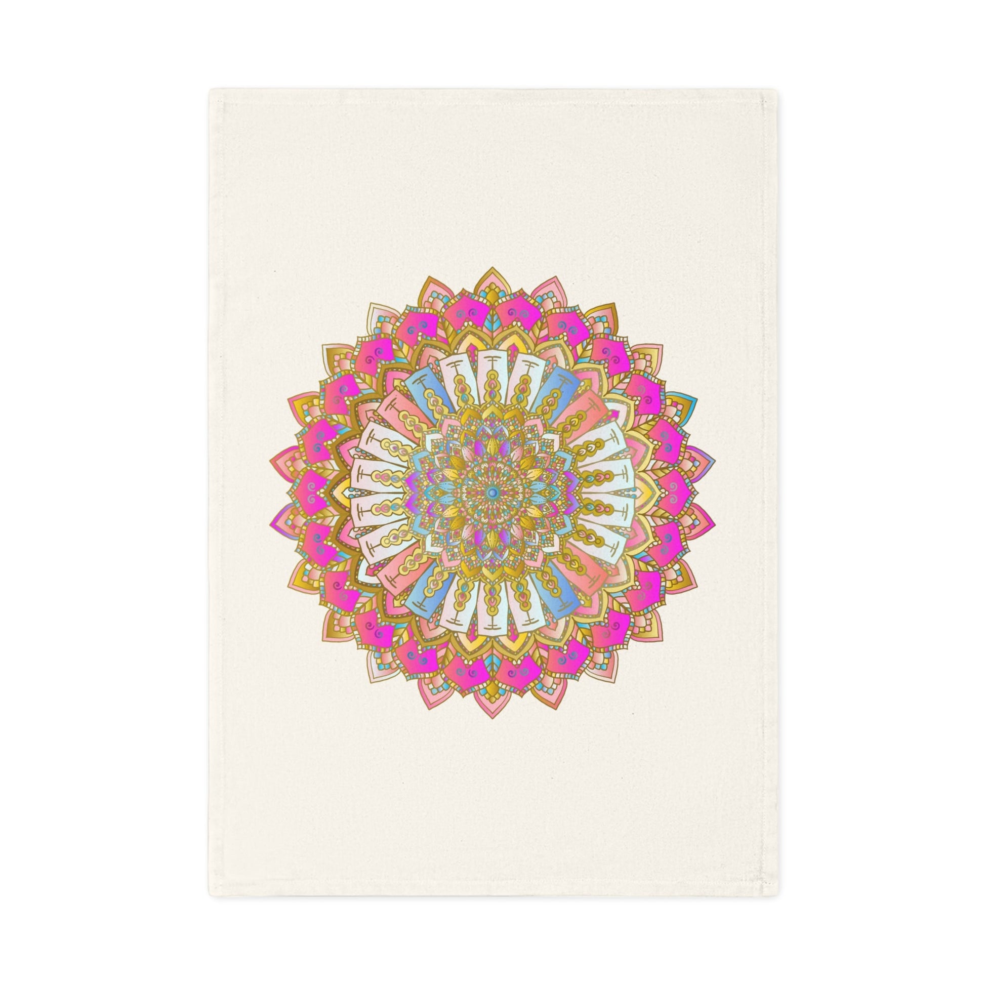 Hand Drawn Mandala Tea Towel - Pastel and Pink - 19.6" x 27.5 Home Decor - Blululi