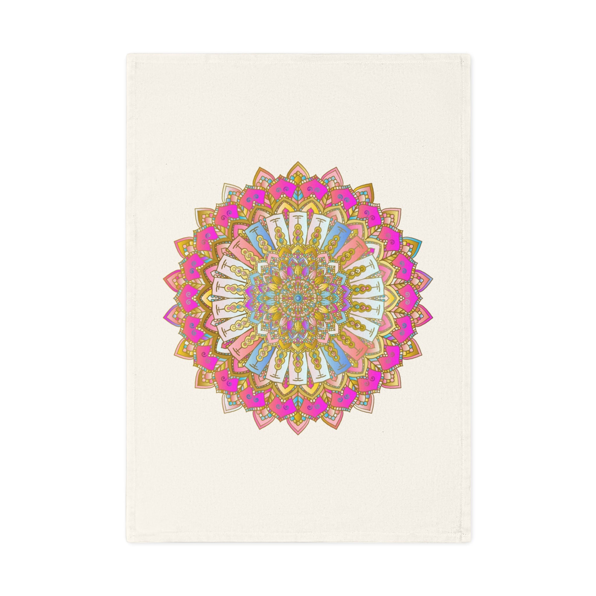 Hand Drawn Mandala Tea Towel - Pastel and Pink - 19.6" x 27.5 Home Decor - Blululi