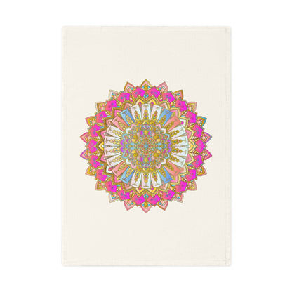 Hand Drawn Mandala Tea Towel - Pastel and Pink - 19.6" x 27.5 Home Decor - Blululi