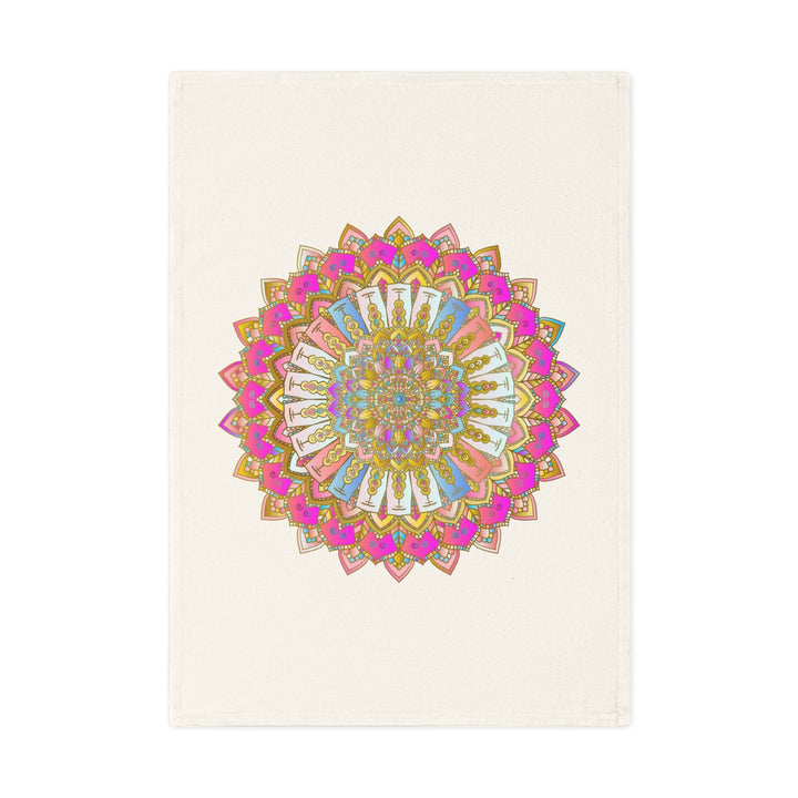 Hand Drawn Mandala Tea Towel - Pastel and Pink - 19.6" x 27.5 Home Decor - Blululi