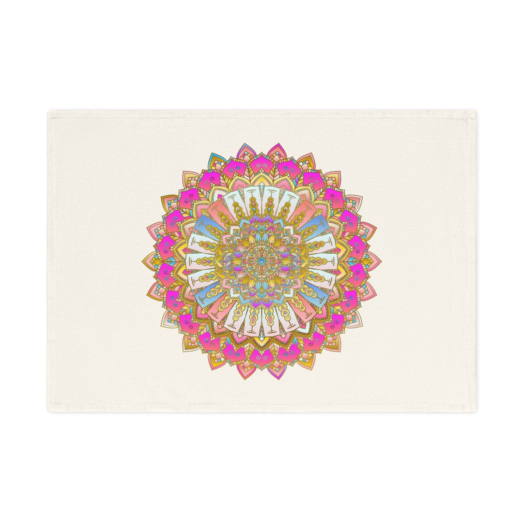 Hand Drawn Mandala Tea Towel - Pastel and Pink - 19.6" x 27.5 Home Decor - Blululi