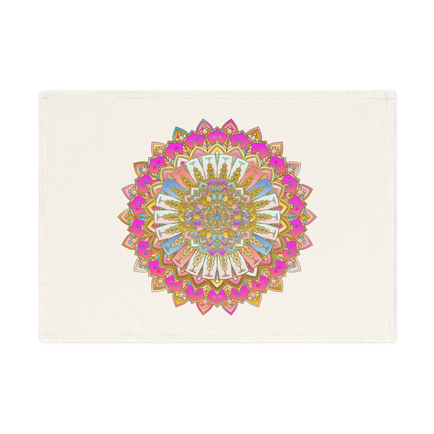 Hand Drawn Mandala Tea Towel - Pastel and Pink - 19.6" x 27.5 Home Decor - Blululi