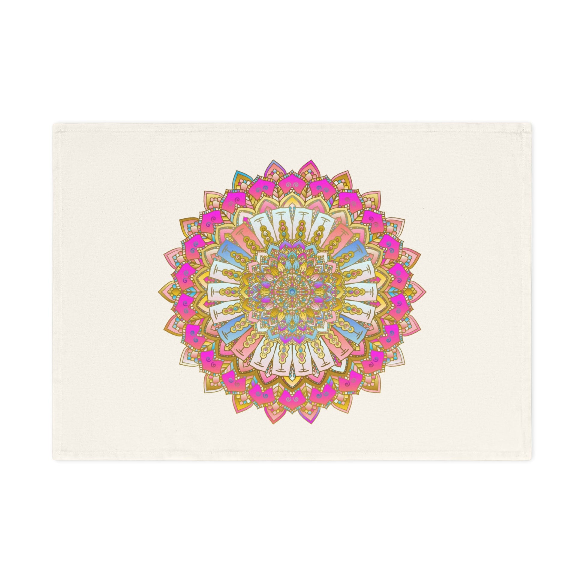 Hand Drawn Mandala Tea Towel - Pastel and Pink - 19.6" x 27.5 Home Decor - Blululi