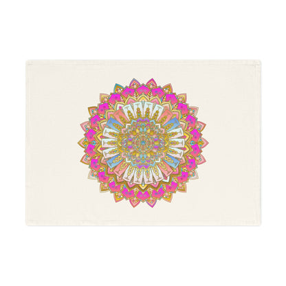 Hand Drawn Mandala Tea Towel - Pastel and Pink - 19.6" x 27.5 Home Decor - Blululi