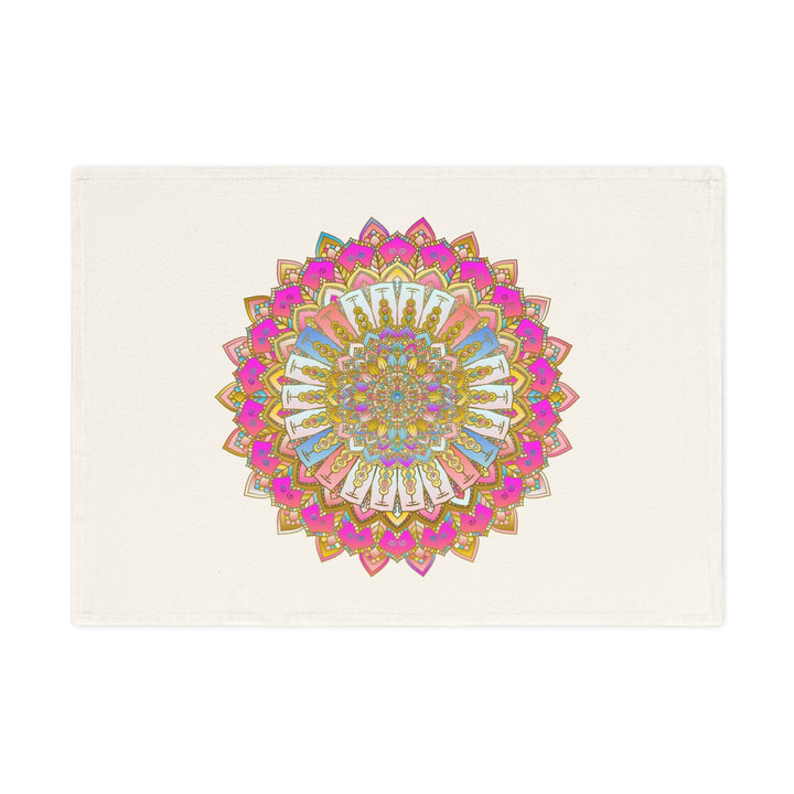 Hand Drawn Mandala Tea Towel - Pastel and Pink - 19.6" x 27.5 Home Decor - Blululi