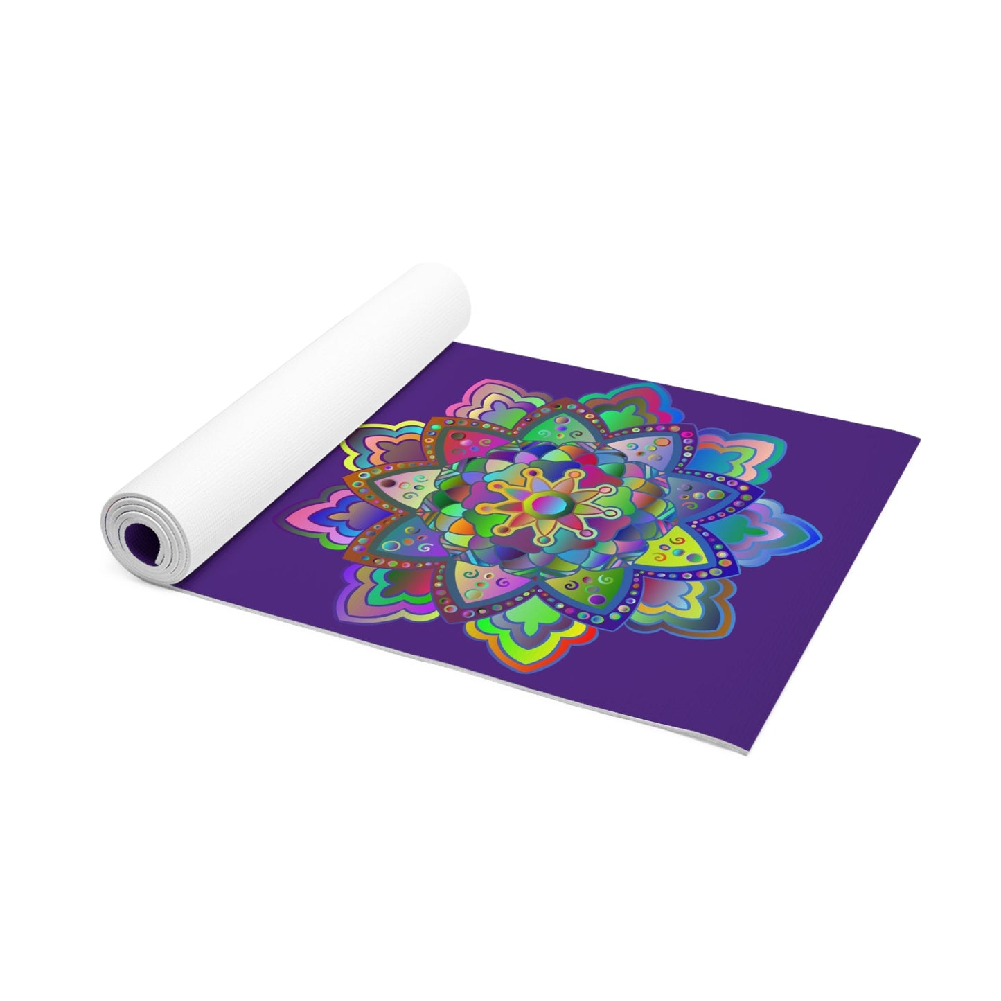 Hand - Drawn Purple Mandala Foam Yoga Mat - 24" x 72" x 0.25" - Blululi