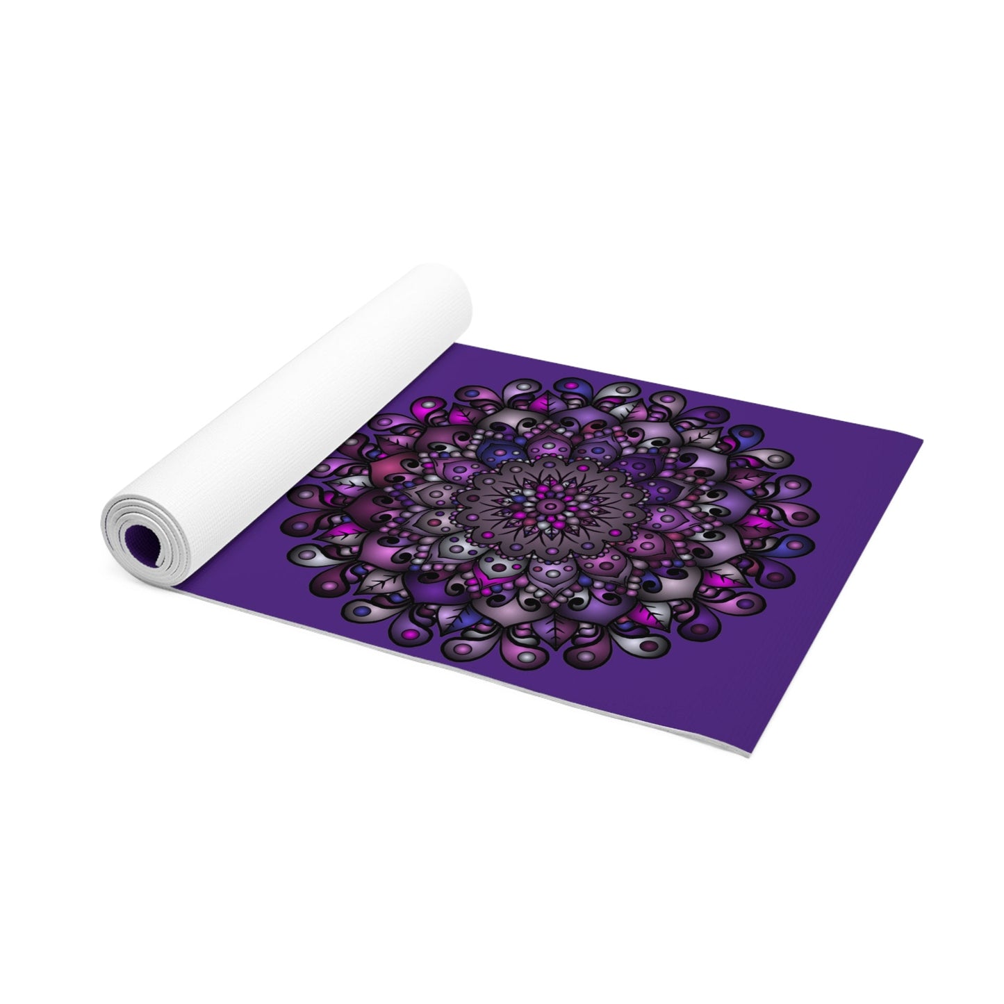 Hand - Drawn Purple Mandala Foam Yoga Mat - 24" x 72" x 0.25" - Blululi