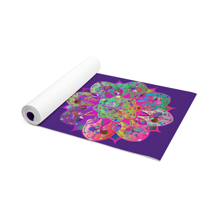 Hand - Drawn Purple Mandala Foam Yoga Mat - 24" x 72" x 0.25" - Blululi