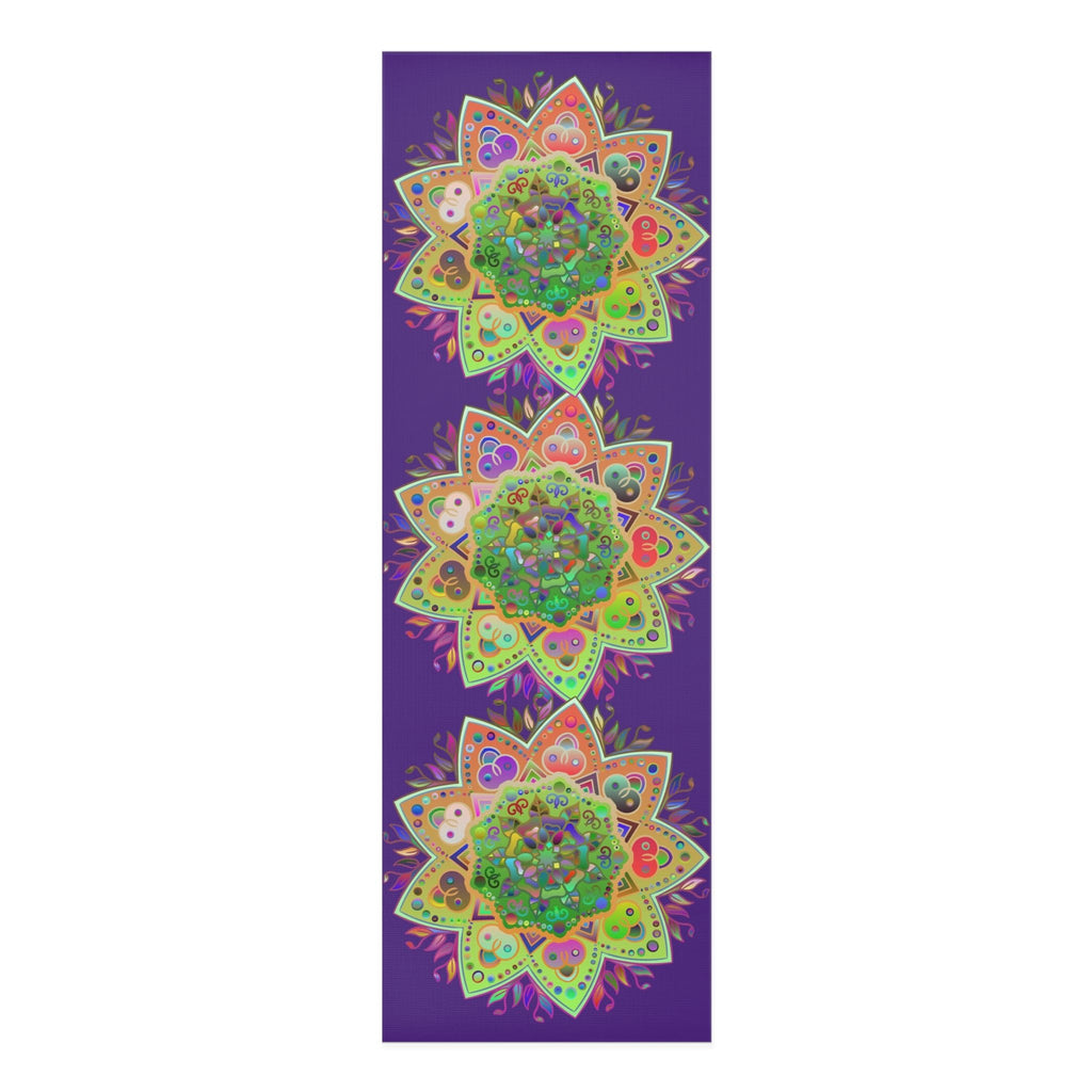 Hand - Drawn Purple Mandala Foam Yoga Mat - 24" x 72" x 0.25" - Blululi