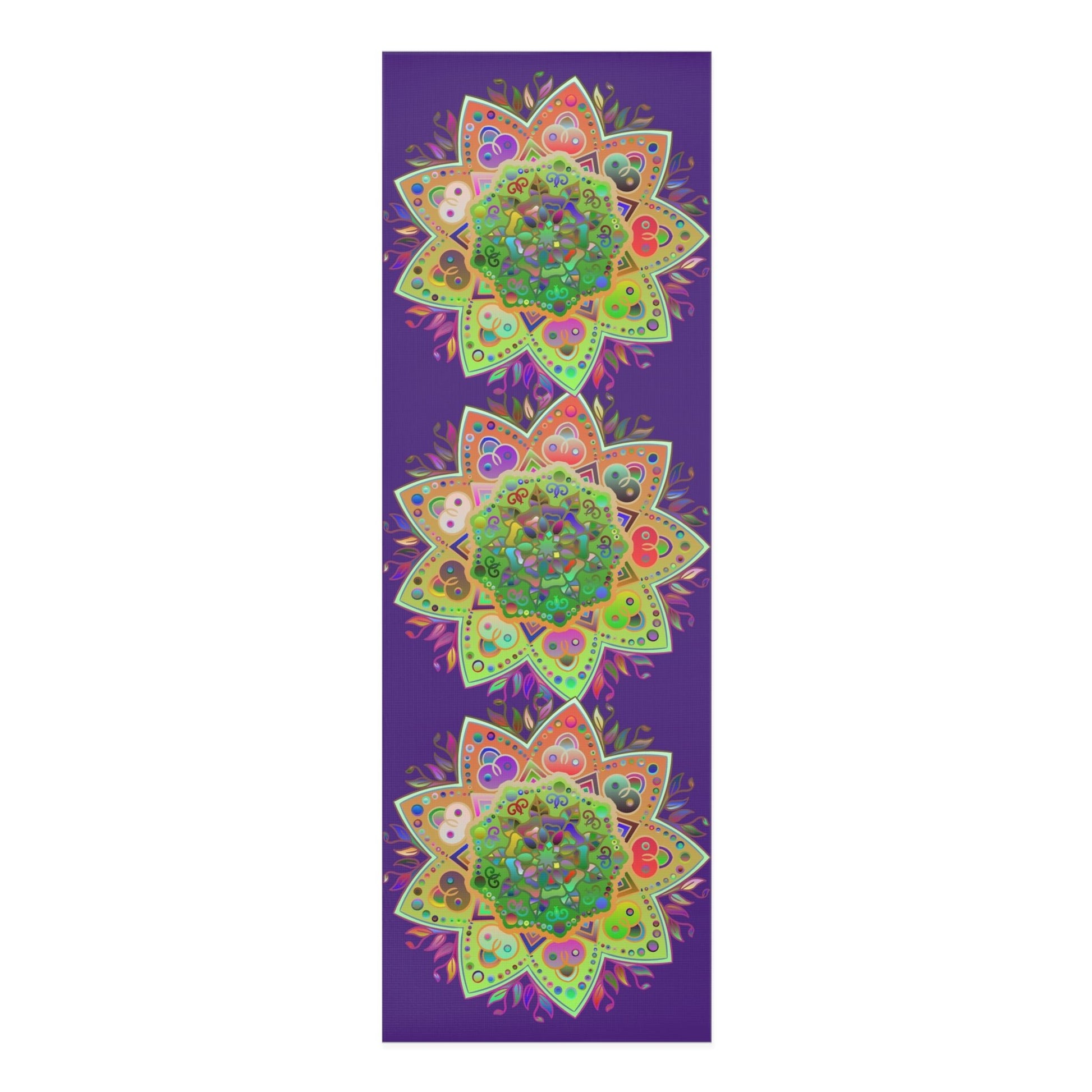 Hand - Drawn Purple Mandala Foam Yoga Mat - 24" x 72" x 0.25" - Blululi