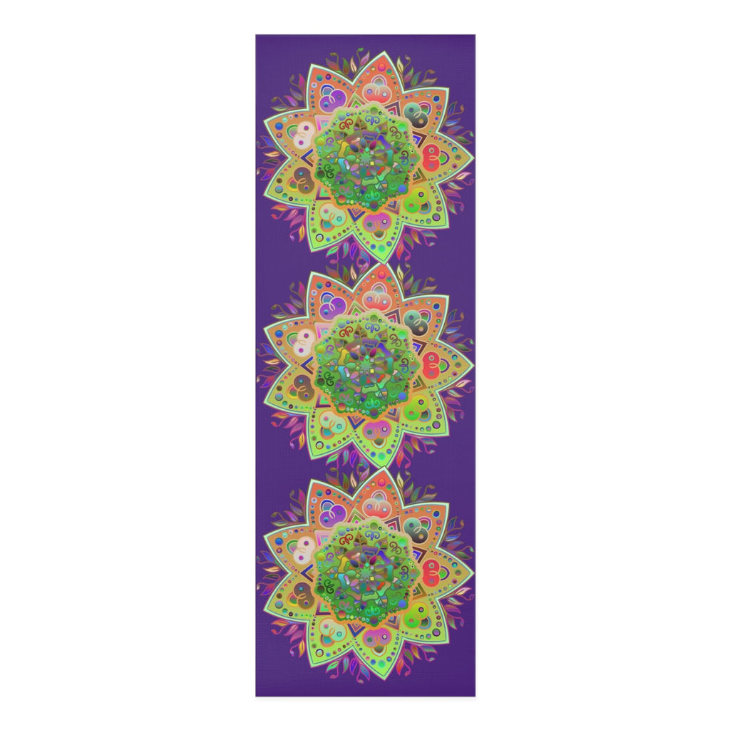 Hand - Drawn Purple Mandala Foam Yoga Mat - 24" x 72" x 0.25" - Blululi