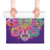 Hand - Drawn Purple Mandala Foam Yoga Mat - 24" x 72" x 0.25" - Blululi