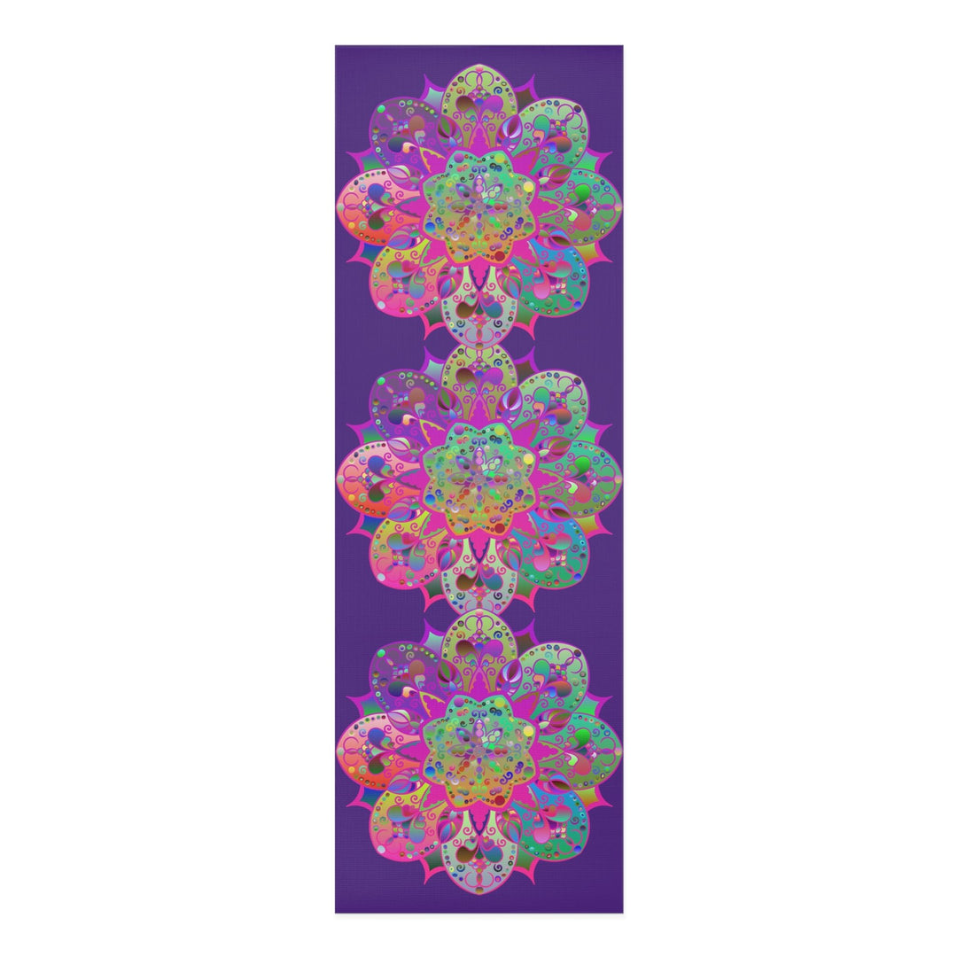 Hand - Drawn Purple Mandala Foam Yoga Mat - 24" x 72" x 0.25" - Blululi